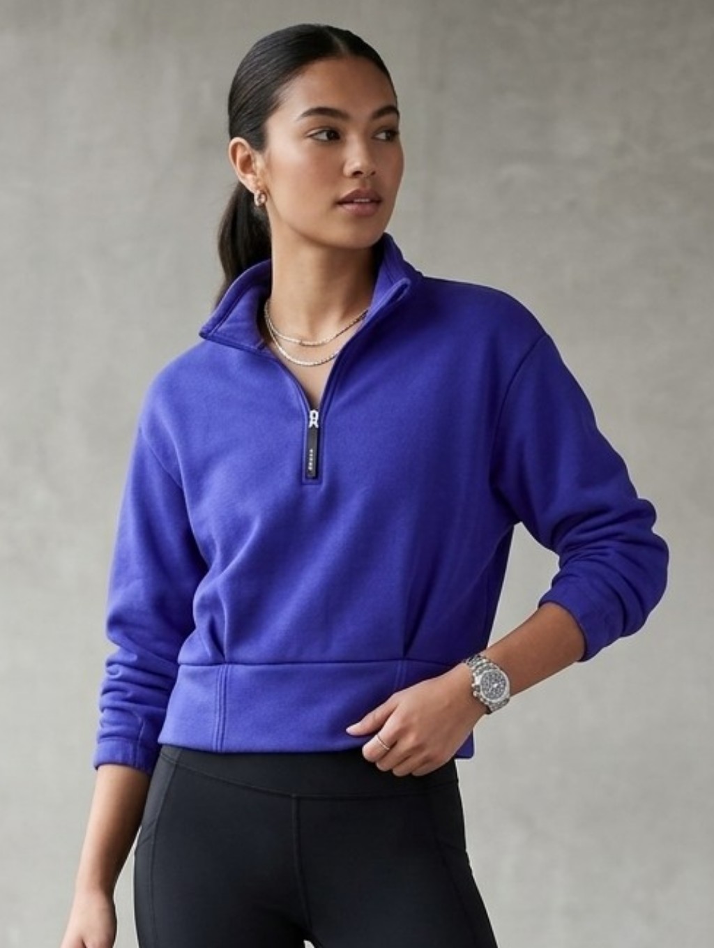 Athleta Altitude Polartec Half Zip Sweatshirt Noble Blue Purple Small